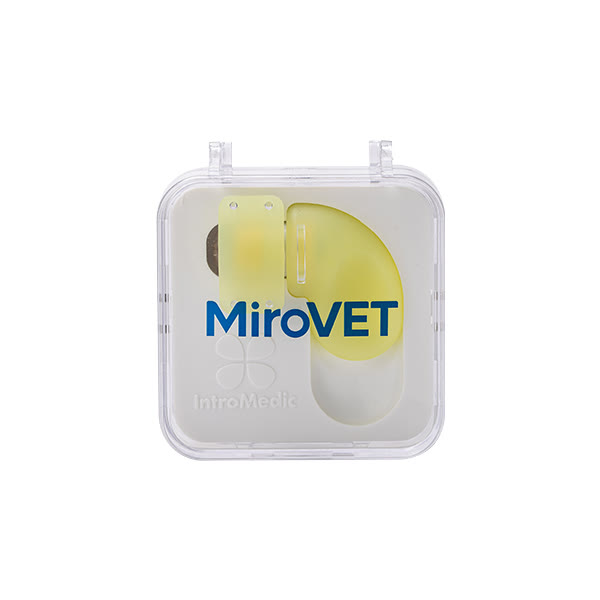 A capsule in its sealed MiroVET case
